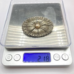 21.8 Grams Antique Art Deco 935 Sterling Silver Marcasite Floral Brooch Pin