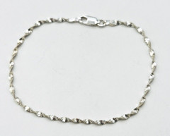 Rhodium Plated Sterling Silver IBB 925 Italy Twisted Chain Bracelet