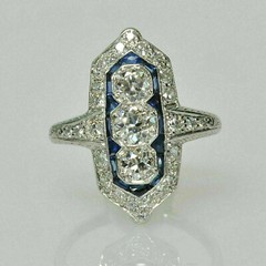 3.00Ct Art Deco Style Lab-Created Diamond Rare Design Engagement Ring 925 Silver