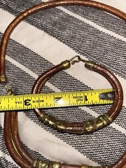 Alexis Birk Necklace Choker 1970s Brass Copper Leather Tribal Sculpture Bracelet