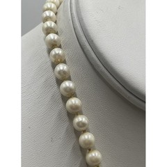 Vintage 14K Yellow Gold Clasp Hand Knotted Cultured Cream Pearl Necklace As Is
