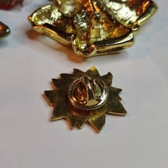 Vintage Christmas Brooches Trees / Bells / Santa / Poinsettia pins lot Of 6