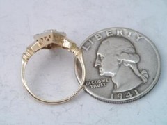 VINTAGE SOLID 14K GOLD & DIAMOND RING sz 4 3/4