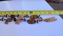 Vintage African Large Hand Carved Wooden Safari Animal Beads 30” Necklace