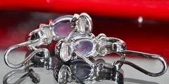 signed BH EFFY 14k white gold earrings 3.10ct blue chalcedony diamond 4.1g N2752