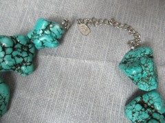 12 Turquoise Howlite Nugget Necklace – w/ Metal Tag – Marked – 15″ long – 4 213