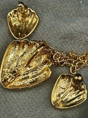 Egyptian style Carved scarab & Gold Tone Shell Interchangeable Necklace Set 12pc