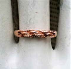 Vintage European Solid 14K 585 Rose Pink Gold Twisted Rope Design Band Ring 14kt