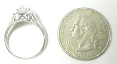 Art Deco Antique 1920’s Diamond Engagement 18K White Gold Ring Size 6.5 EGL USA