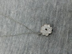 Vtg Silver Tone Flower Pendant 925 Sterling Chain Link Necklace 17.75″