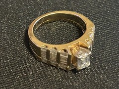 Vintage 1 Piece 14k Gold Diamond Wedding Band/Engagement Ring Sz 6 Custom Design