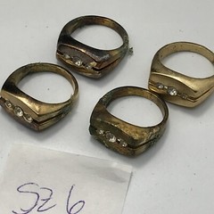 Vintage 18KT HGE Gold Plated & Cubic Zirconia in 3 Stone Ring varied sizes