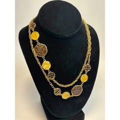 Necklace Retro Vintage Elegance Long Statement in Gold Tone 32 in Sarah Coventry