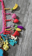 Vintage 1980s Plastic Bell Charm Necklace Loaded Lot 80s Retro Kidcore 30 Charms