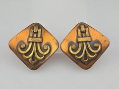 Unsigned Renoir Chunky Copper Brass Filigree Scroll Panel Bracelet Clip Earrings