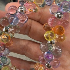 Vintage Necklace Acrylic Bubble Beads Pastel Multicolor 17 Inches Retro Mod