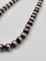 Vintage 70s Graduated Beads Sterling Silver “Pearls” Necklace