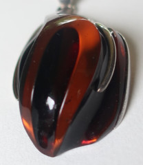 MODERN LARGE Baltic Amber Abstract Sculpted Sterling Silver Pendant Staement