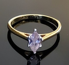 18K HGE Gold Plated Ring With Pink Cubic Zirconia CZ US Size 8