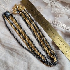 Vitg 80s Napier Lariat Necklace Gold Gunmetal 6 Chain Tassel Statement Runway