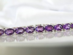 Vintage Sterling Silver 925 Heated African Amethyst Tennis Bracelet 7.5″