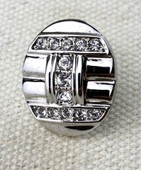 Camrose & Kross Jackie Kennedy Silver Rhinestone Earrings Pierced Signed Box COA