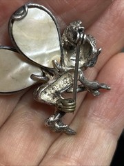 47. Vintage 925 Sterling PIXIE Fairy Elf Abalone Wings Pin 1 3/8″x 1 1/4″, 10.3g