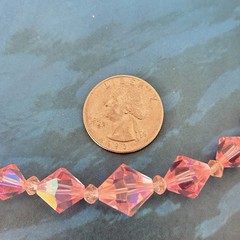 VTG Pink AB Crystal Bead Necklace Faceted Aurora Borealis Coated 1950s 21″