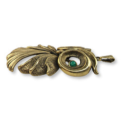 Vintage Green-Eyed Gold Tone Articulating Owl Pendant Super Cute