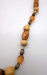 Vintage light and dark wood bleached design beaded necklace 22 inch