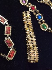 Vintage Costume Bracelet Lot 4 Wearable Rhinestone Lucite Figural Retro Vintage