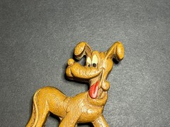 Vintage OOAK Hand Carved Wooden Pluto the Dog Cartoon Character Pin Lapel Brooch