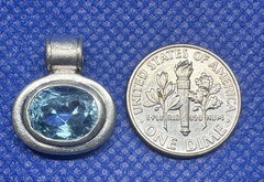 K46 Vintage 4 Ct. Blue Topaz 925 Silver Pendant Art Nouveau Thailand Maker SU