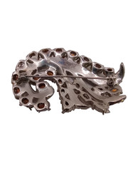 Vintage Clear Rhinestone Floral Brooch Silver Tone Pin 2 1/4 by 1 1/4