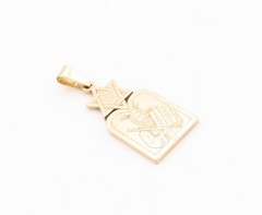 14K GOLD Vintage Pendant Solid Moses 10 Commandments Etched GP757