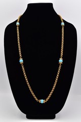 Accessocraft NYC Vintage Station Chain Necklace Turquoise Beaded Signed BinBE
