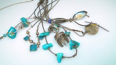 Vintage Native & Southwest Jewelry 8pc Necklace Lot Turquoise Sterling Rings