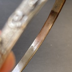 Vintage Sterling Silver Leaf Scroll Repousse Skinny Bangle Bracelet Size M-L