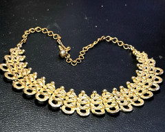 Vintage Egyptian Rival Gold Tone Bib Choker Necklace. 14″