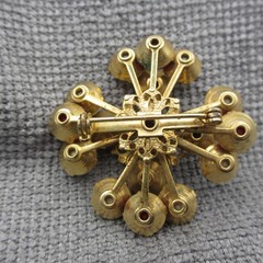 Vintage Milk Glass Brooch Patriotic Red White Blue Prong Set Gold Tone