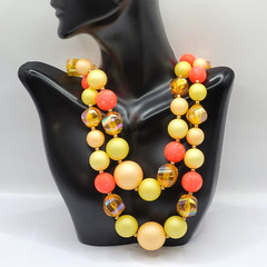 Eclectic Color 3 Piece Beaded Necklace Clip On Earrings Bracelet Vintage Set