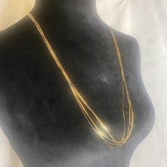 Vintage Medici Multi Tone Necklace 6 Snake Chain Fold Over Clasp Delicate Dainty