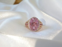 Rose Gold on Sterling Silve 925 Pink Topaz Doublet Chuck Clemency Ring 6