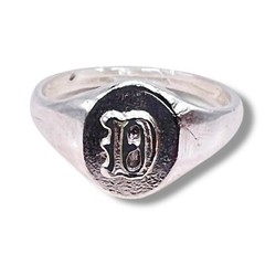 Initial Letter D Signet 925 Sterling Silver Baby Child Pinky Ring Size 3.25