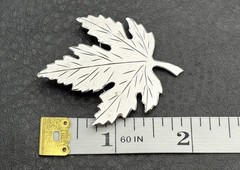 Vintage Signed Sterling Silver Maple Leaf Brooch Pin Etched Cutout Design