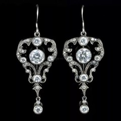 Art Deco Round Cut Lab Created Diamond Pretty Drop/Dangle In 925 Silver Earring