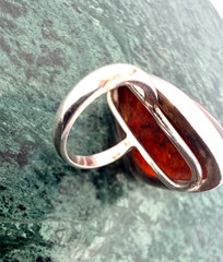 Baltic Amber Very Large Vintage STERLING SILVER Cocktail Ring Size size 6.25