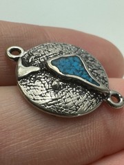 Silver Tone Southwest Style Blue Stone Inlay Connector Charm