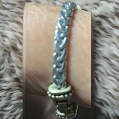 Liz Claiborne Silver‑Tone Herringbone Bracelet Vintage 8” Nickel‑Free Fold‑Over