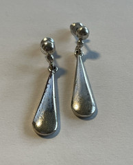 Vintage 925 Sterling Silver Earrings Elegant Teardrop Dangle Drop 1.25″ D384